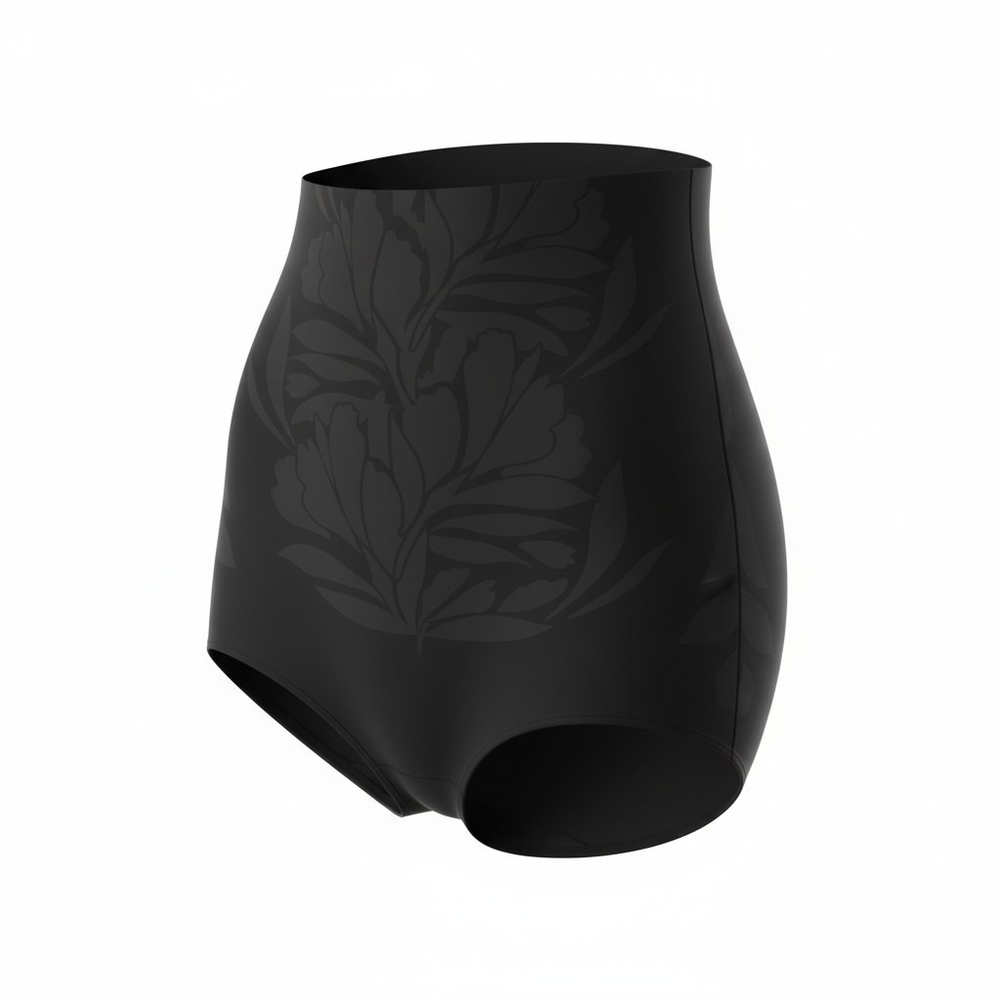 Maidenform Black High-Waist Sculpting Brief with Subtle Floral Pattern - Picture 6 of 7
